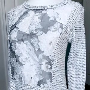 Paper Crane Anthropologie gray white sweater M